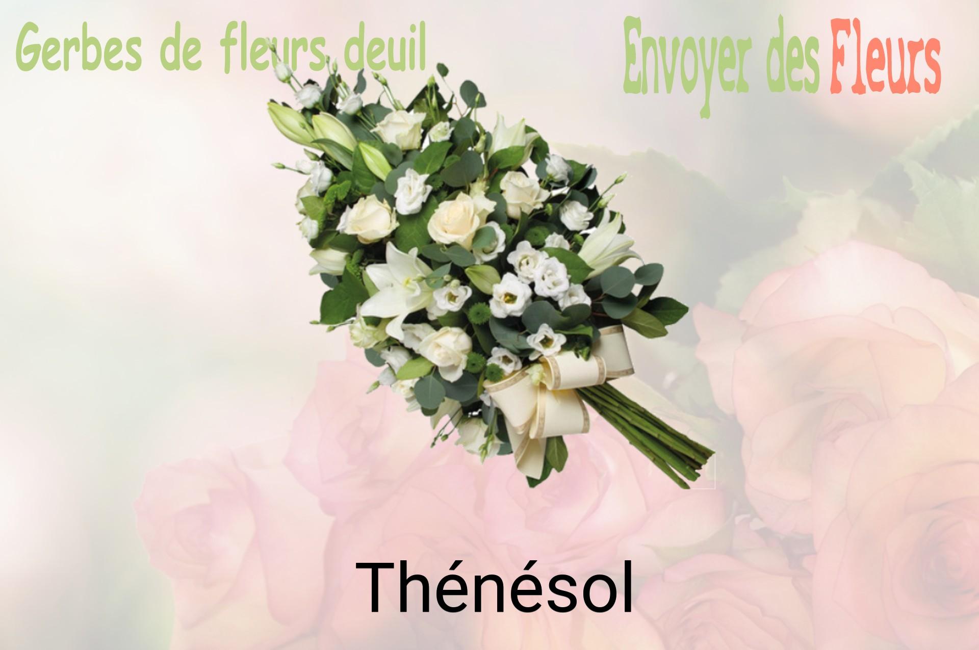 Gerbe de fleurs de deuil livrée à Thénésol